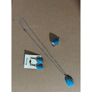 Beonon Turquoise Elegance Jewelry Set – Pendant Necklace, Earrings & Ring